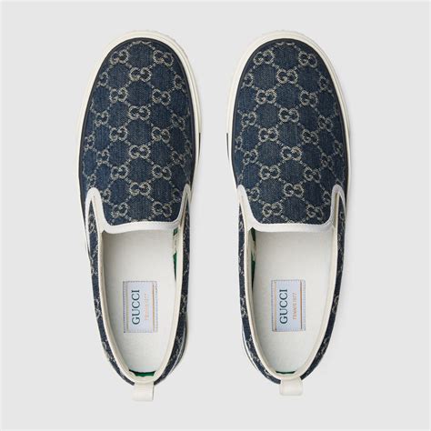 gucci slip ons blue|gucci denim slip on.